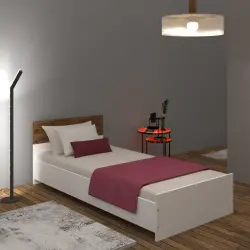 Mezza Bir Nəfərlik Çarpayı - Ağ/Cəviz - Modev (1)