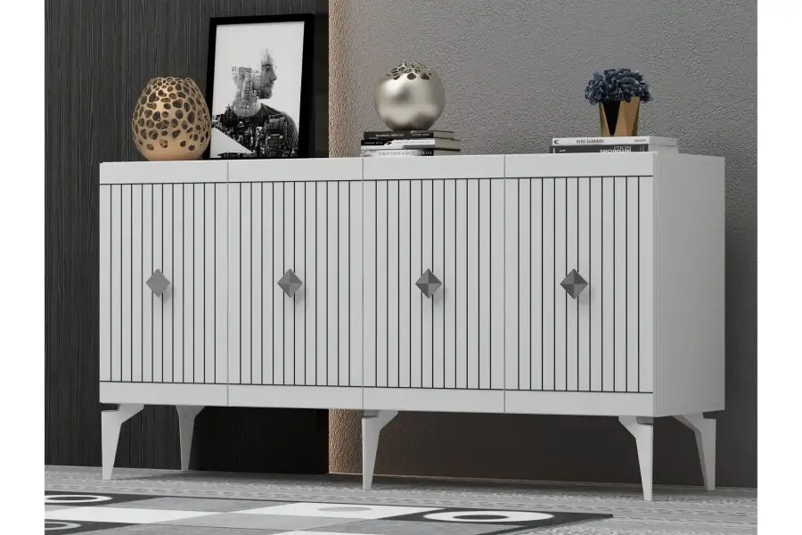 Midas Konsol, 4 Qapılı, 150cm - Ağ/Gümüşü - 2