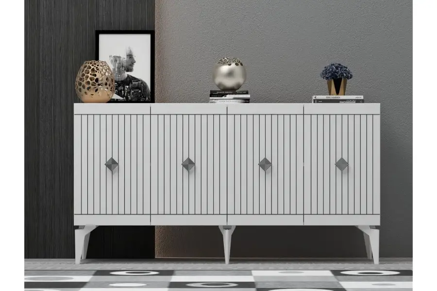 Midas Konsol, 4 Qapılı, 150cm - Ağ/Gümüşü - 1