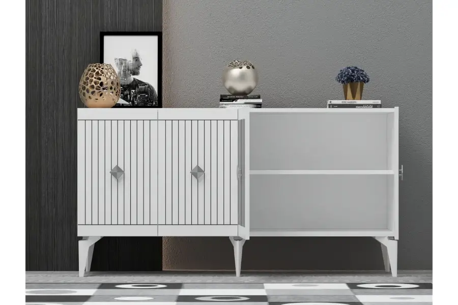 Midas Konsol, 4 Qapılı, 150cm - Ağ/Gümüşü - 3