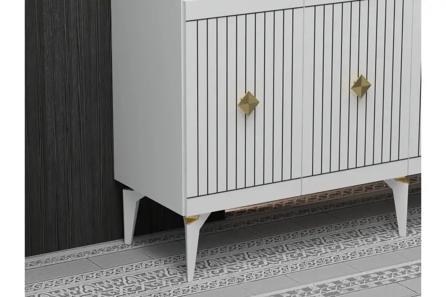 Midas Konsol, 4 Qapılı, 150cm - Ağ/Qızılı - 4