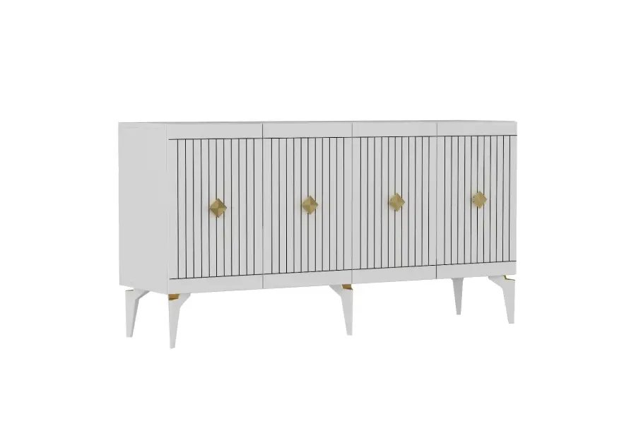 Midas Konsol, 4 Qapılı, 150cm - Ağ/Qızılı - 5