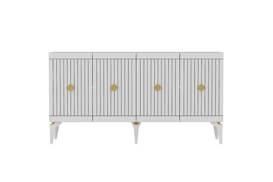 Midas Konsol, 4 Qapılı, 150cm - Ağ/Qızılı - 6