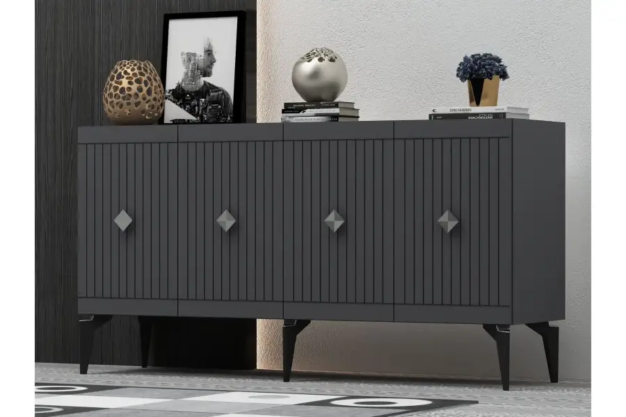 Midas Konsol, 4 Qapılı, 150cm - Antrasit/Gümüşü - 2