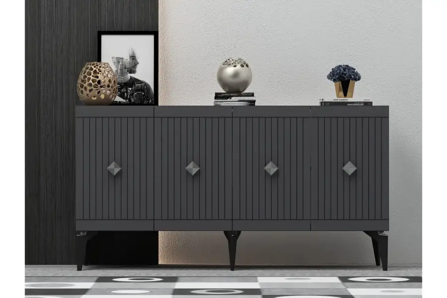 Midas Konsol, 4 Qapılı, 150cm - Antrasit/Gümüşü - 1