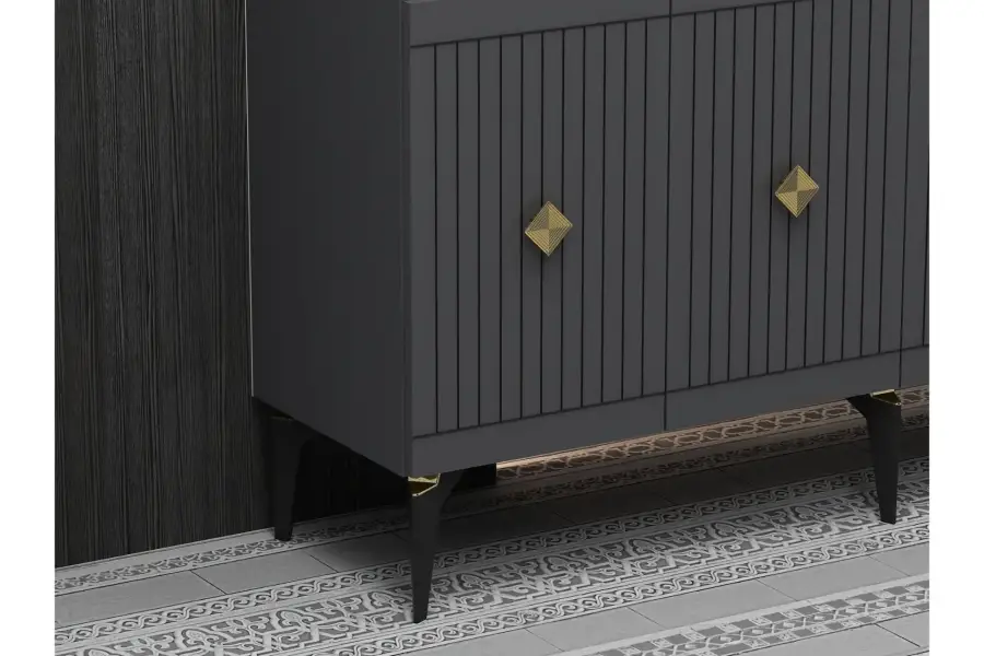 Midas Konsol, 4 Qapılı, 150cm - Antrasit/Qızılı - 4