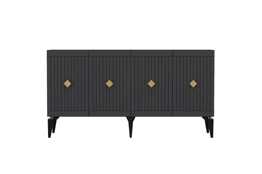 Midas Konsol, 4 Qapılı, 150cm - Antrasit/Qızılı - 6