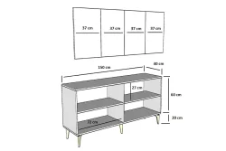 Midas Konsol, 4 Qapılı, 150cm - Antrasit/Qızılı - 7