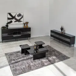 Milan Konsol Füme Güzgü Dekorlu - Qara Ayaq - 6
