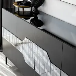 Milan Konsol Füme Güzgü Dekorlu - Qara Ayaq - 8