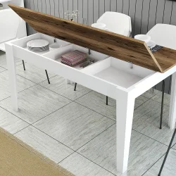 Milan Mətbəx Masası, Yemək Masası - Cəviz/Ağ - 4