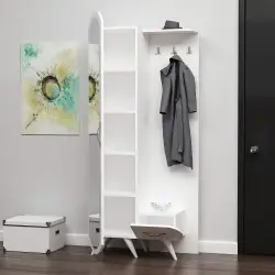 Milas Güzgülü Dəhliz Dolabı - Ağ - Modev (1)