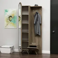 Milas Güzgülü Dəhliz Dolabı - Cəviz - Modev (1)