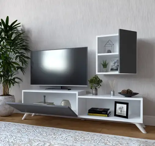 Milas Tv Stend - Ağ/Antrasit - 2