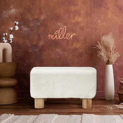 Miller Welsoft Ahşap Ayaqlı Pufik - Ağ - Zemhome