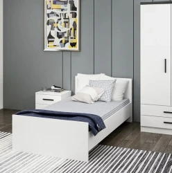 Minada Bir Nəfərlik Çarpayı 90x190cm - Ağ - Decoroom Collection (1)