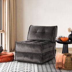 Mocca Bir Nəfərlik Qatlanan Çarpayı Uzanmaq üçün Kreslo - Antrasit - Homedius