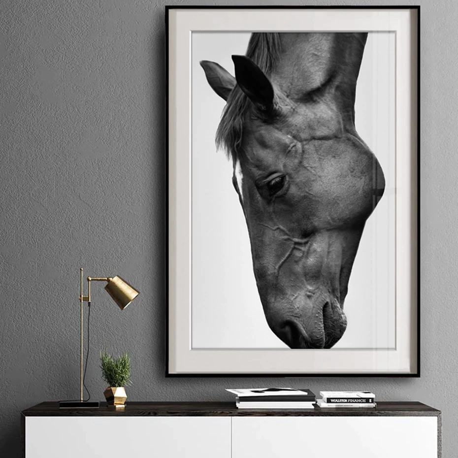 Modern Horse Poster Canvas Paintings Black And White Kətan Tablo - 2