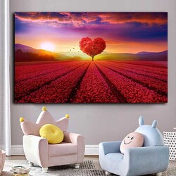 Modern Love Tree Wall Art Kətan Tablo - 4