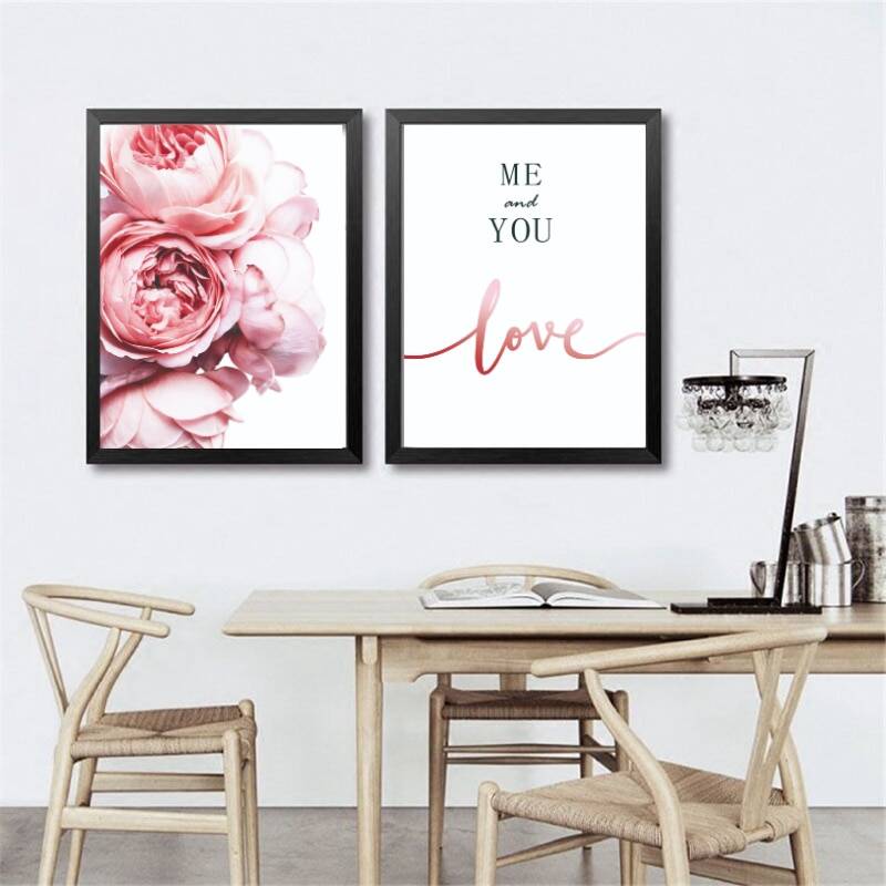 Modern Peony Flower Lovər 2'li Set Kətan Tablo TB1457 - 4