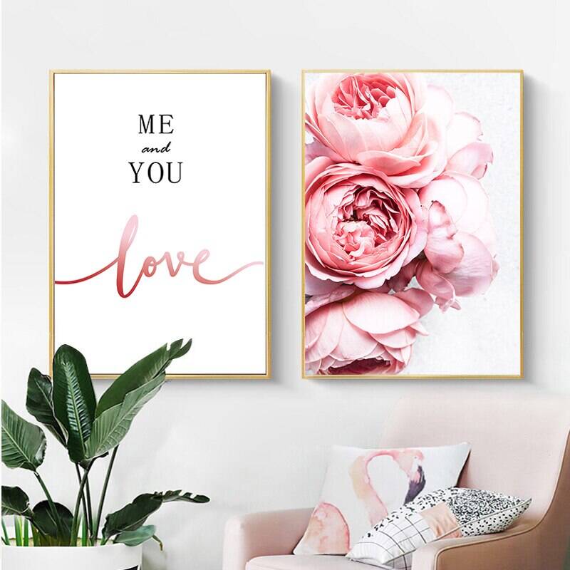 Modern Peony Flower Lovər 2'li Set Kətan Tablo TB1457 - 3