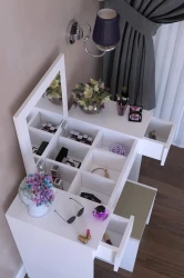 Monda Oturacaqlı Makiyaj Masası - Ağ - Modev (1)