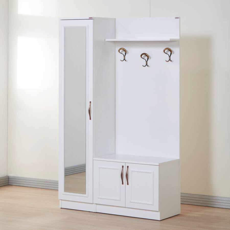 Mono Güzgülü, Asılqanlı Dəhliz Dolabı - Ağ - 2