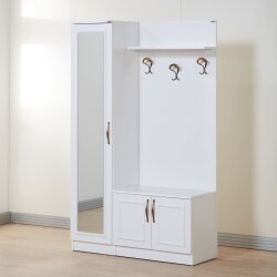 Mono Güzgülü, Asılqanlı Dəhliz Dolabı - Ağ - Decoroom Collection (1)