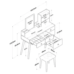 Albero Pufikli Makiyaj Masası - Ağ - Ravilla (1)