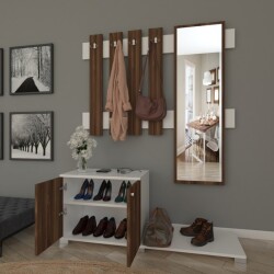 Monta Dəhliz Dolabı - Cəviz/Ağ - Modev (1)