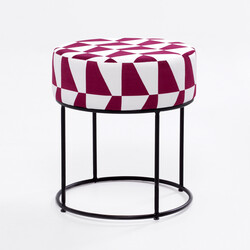 Moon Steel Ayaqlı Pufik Bordo Beyaz - Evdebiz