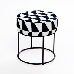 Moon Steel Ayaqlı Pufik Siyah Beyaz - Evdebiz