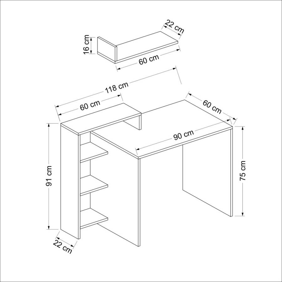 Serta Çalışma Masası - Antrasit/Ağ - 6