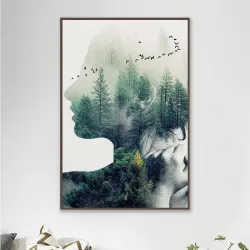 Nautrally Tree Human Girl Body Kətan Tablo TB1053 - 1