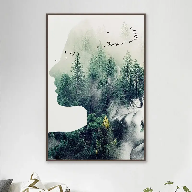 Nautrally Tree Human Girl Body Kətan Tablo TB1053 - 1