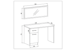 Nayel Güzgülü Makiyaj Masası - Ağ - 5