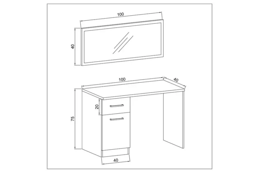 Nayel Güzgülü Makiyaj Masası - Ağ - 5
