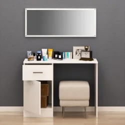 Nayel Güzgülü Makiyaj Masası - Ağ - Decoroom Collection (1)