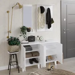 Nəcəf Güzgülü Asılqanlı Dəhliz Dolabı - Ağ - Decoroom Collection (1)