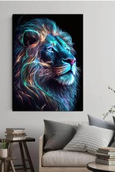 Neon Aslan Yüzü Kətan Tablo - Markaev