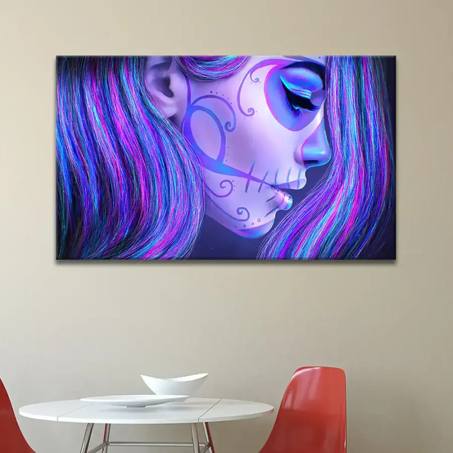 Neon Girl Kətan Tablo - 1