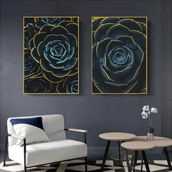 Neon Rose 2'li Kətan Tablo Seti - Tabloshop