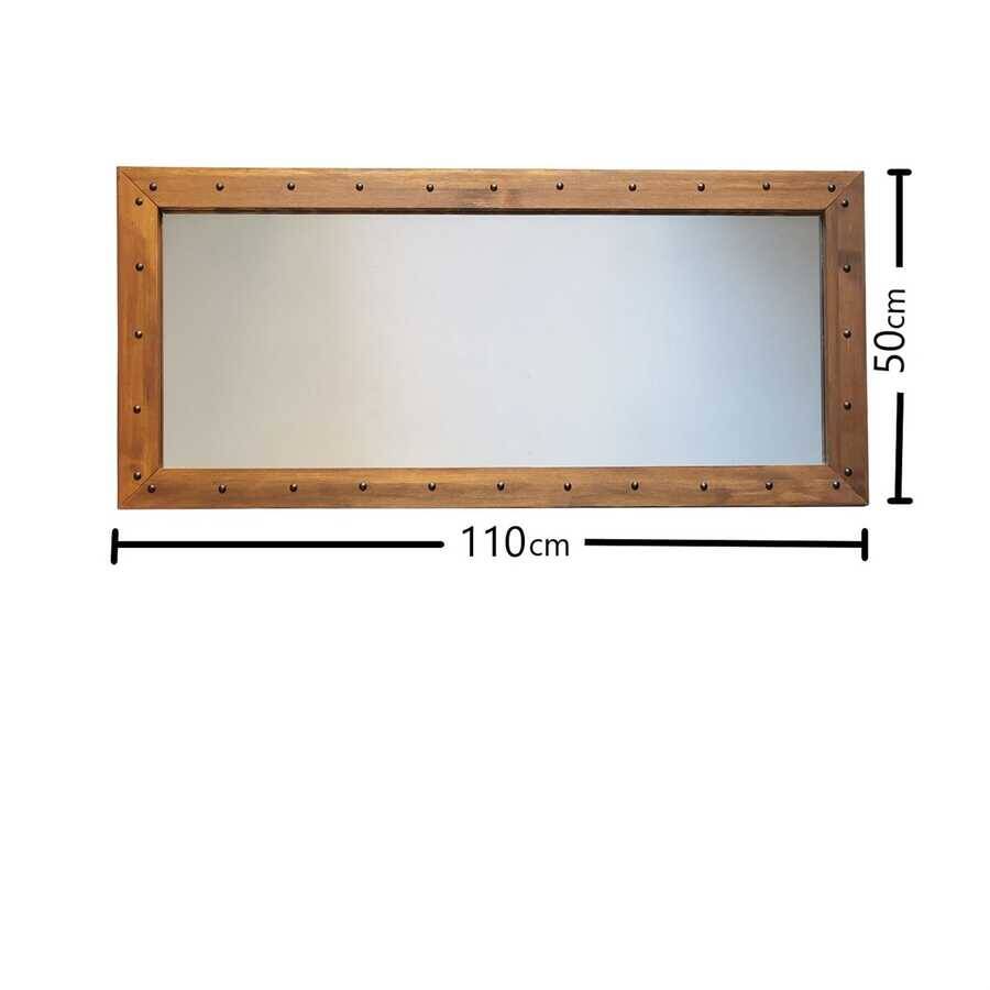 Ahşap Zımbalı Ceviz Güzgü 110x50 - 3