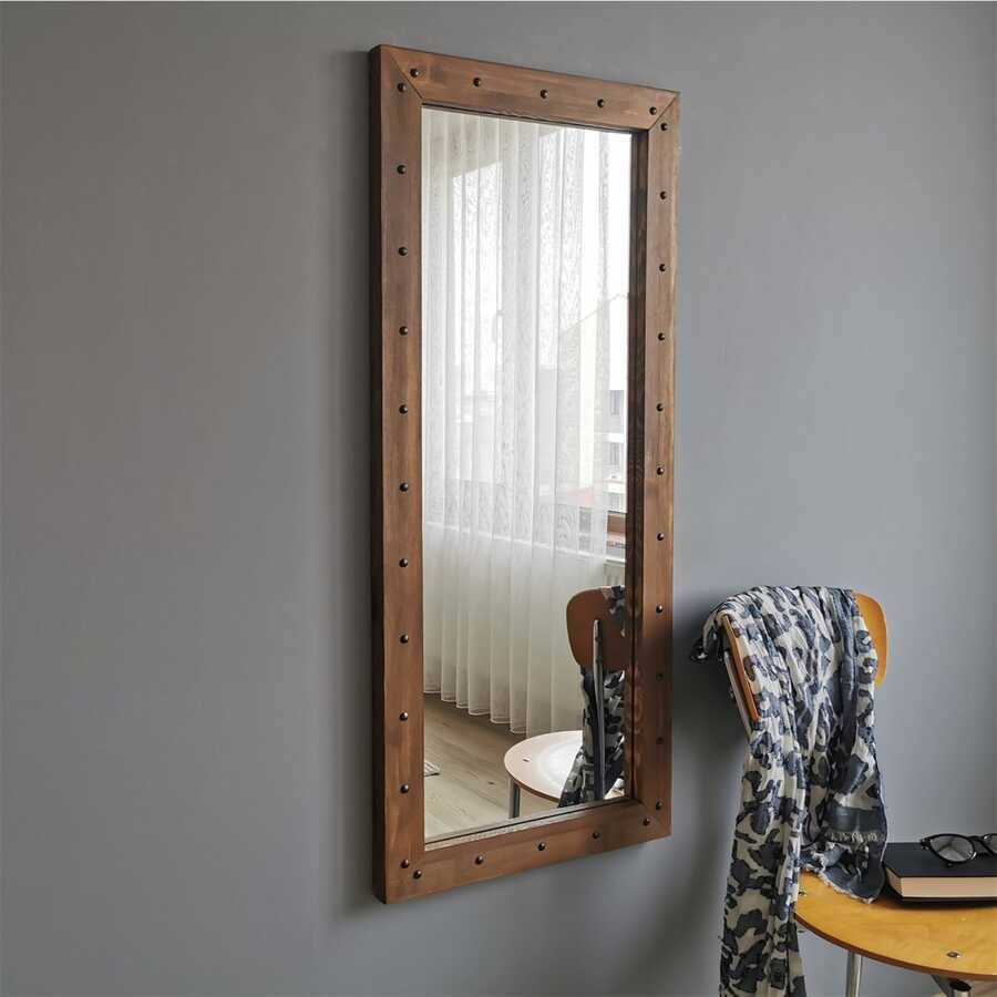 Ahşap Zımbalı Ceviz Güzgü 110x50 - 9