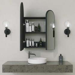 Classe Güzgülü Hamam Dolabı - Siyah 60Cm - Neostill (1)