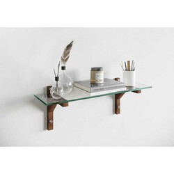 Divar Rəfi Temperli Cam ve Masif Ahşap R103 - Neostill