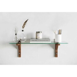 Divar Rəfi Temperli Cam ve Masif Ahşap R103 - Neostill (1)