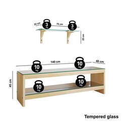 Pisagor Tv Stend Ahşap Ve Temperli Cam TV302 - 4