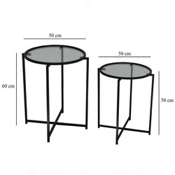 Siyah Metal 2'li Yan Sehpa S412F - Thumbnail