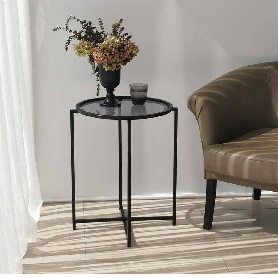 Siyah Metal 2'li Yan Sehpa S412F - 6
